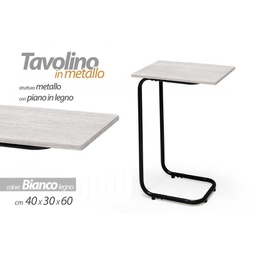 [GIC789656] Tavolino da divano bianco servetto struttura metallo cm 40 x 30 x 60 h