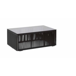 [B0661019] Tavolino da esterno Kloe nero con piano in vetro