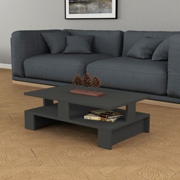 [FZ96949] Tavolino da salotto antracite doppio ripiano 80x50x27,5 cm
