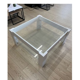[FZ97599] Tavolino da salotto bianco con doppio ripiano in vetro Homy
