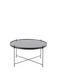 [CO/073/NE] Tavolino in Vetro Temperato e Metallo Nero 70 x 70 x 40h