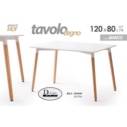 [GIC819445] Tavolo MDF moderno urban industrial bianco rettangolare cm 120 x 80 x 74 h