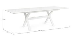 [B0663235] Tavolo allungabile giardino Kenyon bianco cm 180-240 x 100