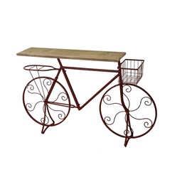 [V6457250000] Tavolo design arredo ferro bicicletta rosso cm123x28x74.5