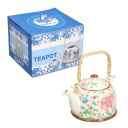 [V5860930000] Teiera ceramica bianco con fiori cmø15h18