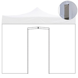 [8056157804666] Telo laterale impermeabile 2x2m bianco con porta avvolgibile per gazebo