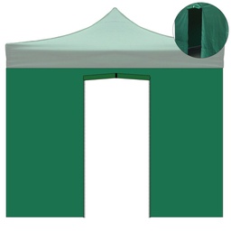 [8053323382928] Telo laterale verde impermeabile con porta avvolgibile per gazebo richiudibile 3x3mt