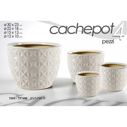 [GIC757488] Vasi chachepot set 4 pz bianco decorato