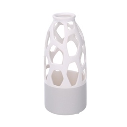 [V5126160000] Vaso ceramica bianco traforato cmø9h20