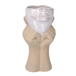 [V8535580000] Vaso ceramica viso con mani cm 11x9h25