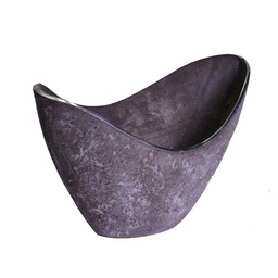 [V6075250000] Vaso metallo grigio ovale svasato cm31x18h20