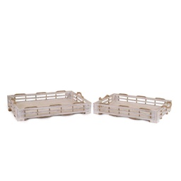 [V5918030000] Vassoio legno 1-2 sbiancato c/corda rettangolare cm59x35,5h8