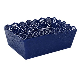 [V7019580000] Vassoio metallo blu con decorazioni varie cm26x19h9/9.5