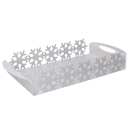 [V5925860000] Vassoio metallo fiocco neve bianco rettangolare cm41x20h6,5