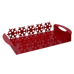[V5925920000] Vassoio metallo fiocco neve rosso rettangolare cm41x20h6,5