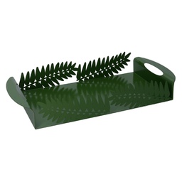 [V5925980000] Vassoio metallo foglia alloro verde scuro rettangolare cm41x20h6,5