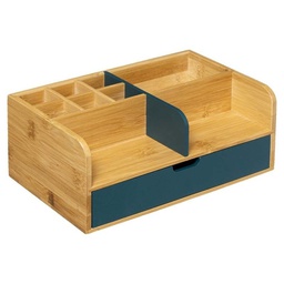 [19921713] Vassoio organizzatore in bamboo con cassetto Verde 25x10x h15,5 cm