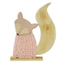 [V9159150000] Volpe in lana rosa decorativa sf-0010 cm. 27 x 6 h 36