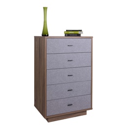 [2016356] Cassettiera Elegante con 5 Cassetti - Noce/Grigio - 70,30x108,70x44,40 cm