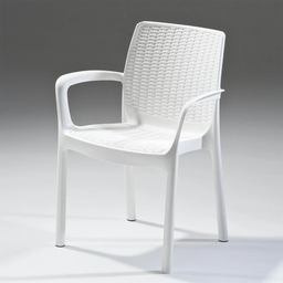 [2017047] Poltrona balii Resina Antiurto Effetto Polirattan Bianco 58x55x83 cm