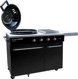 [2000611] Barbecue a gas outdoorchef lugano 570 g - grill sferico con steakhouse burner e piano di cottura laterale