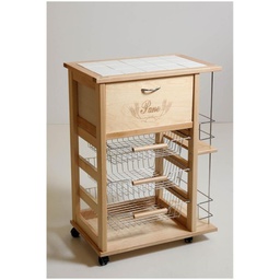 [333268] Carrello portapane e portabottiglie naturale