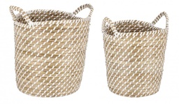 [B0411956] 4x Cesta in jade e bianco basso D.25x27h, D.30x32h