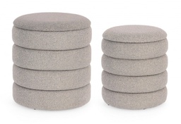 [B0721627] Pouf in bouclé D.33.5x38.5h e D.40x44.5h