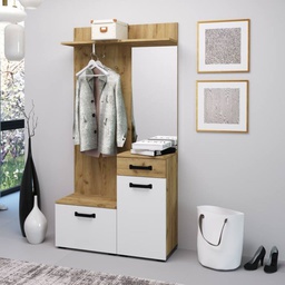 [FZ99992] Mobile ingresso rovere e bianco 104x190x32 cm