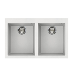 [FZ101545] Lavello 79x50 cm 2 vasche bianco