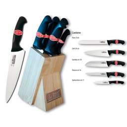 [DFL8021110]  Coltello Cucina Linea Horeca In Ceppo Massello 5 Pezzi De Luca