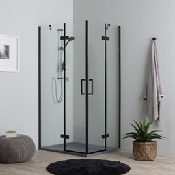 [KB-B2030611200205] Box doccia 120x80 nero doppia porta battente