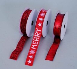 [20186520] Nastro rosso &quot;Merry Xmas&quot; 15 mm x 2 m