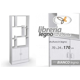 [GIC750939] (2c) Libreria ufficio cameretta bianca con vano 70x 24 x 170 h