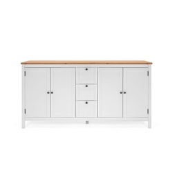 [EFFEZ89195] (2c) Mobile credenza 4 ante 3 cassetti bianco con top rovere 180x40xh.90 cm (BERGEN51BI) EFFEZ