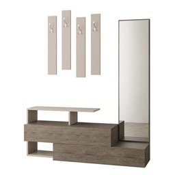 [FZ96983] (2c) Mobile da ingresso tortora e noce con specchio Ramda 137x35xh.154 cm(RAMDATORTNOCE)