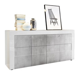 [57117] (2c) Mobile madia 4 ante grigio e struttura bianca 181x42xh.84 cm.(JULYM4ABIBE)