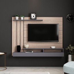 [FZ97184] (2c) Parete porta tv noce particolari antracite 157x21xh.120 cm(LAWRANCE)