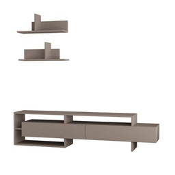 [FZ96920] (2c) Porta tv con mensole a parete tortora 180x32x42h cm(GARATORTORA)