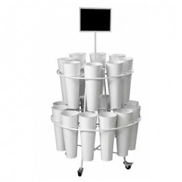 [GIC725623] (2c)Portafiori espositore pz 20 bianco cm 82 x 155 h con rotelle(740398-740404)