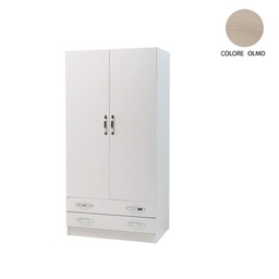 [A15605] (3c) Armadio 2 ante e 2 cassetti cassa Bianco frontale olmo Cm 91x52xH 210