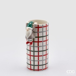 [20186287] Vaso cilindrico Babbo Natale 20x9 cm