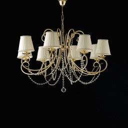 [BL146-8-OR-PAR] Lampadario in ferro dorato 8 luci Ø78 H.58