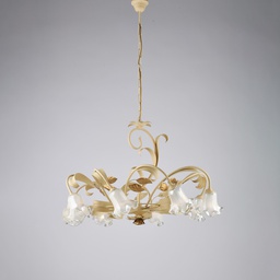 [BL274-8-AV] Lampadario in ferro avorio 52x85 8 luci