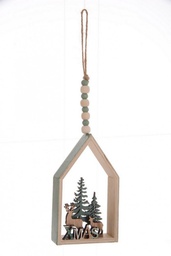 [B0924293] 12x Pendaglio Casa Renne Naturale