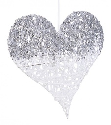 [B0935124] 12x Pendaglio Cuore Glittery Bia