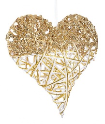 [B0935126] 12x Pendaglio Cuore Glittery Bia