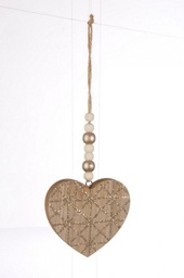 [B0923430] 12x Pendaglio Glitter Cuore Champagne
