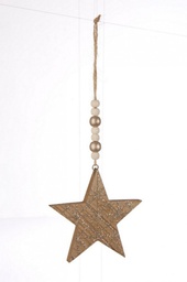 [B0923432] 12x Pendaglio Glitter Stella Champagne