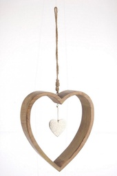 [B0926749] 2x Pendaglio Ginevra Cuore Legno